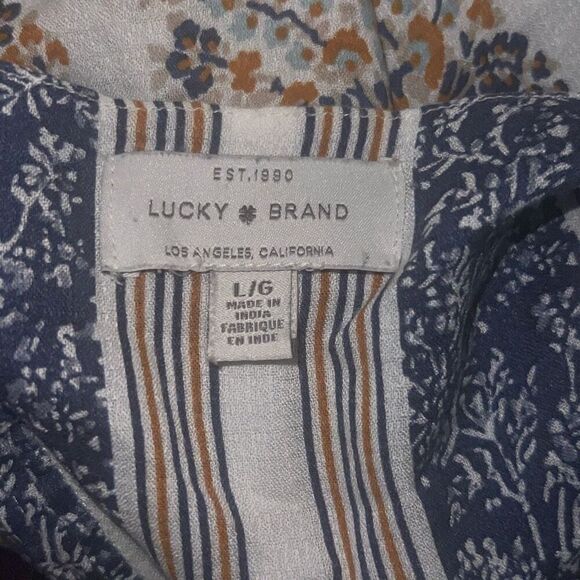 ✨Lucky Brand Mixed Print Peasant Sz Large Top✨ - Picture 12 of 12